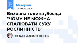 Виховна година ,Бесіда "ЧОМУ НЕ МОЖНА СПАЛЮВАТИ СУХУ РОСЛИННІСТЬ"