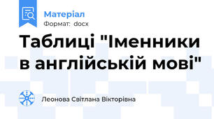 Таблиці "Іменники в англійській мові"