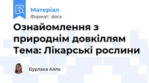 Ознайомлення з природнім довкіллям  Тема: Лікарські рослини