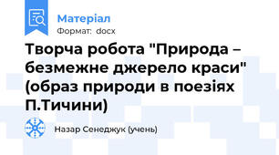 Творча робота "Природа – безмежне джерело краси" (образ природи в поезіях П.Тичини)
