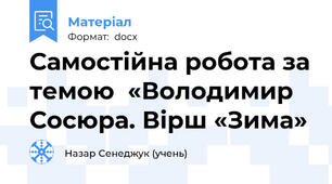 Самостійна робота за темою  «Володимир Сосюра. Вірш «Зима»