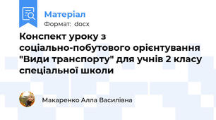 Конспект уроку з соціально-побутового орієнтування "Види транспорту" для учнів 2 класу спеціальної школи