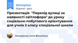 Презентація  "Перехід вулиці за наявності світлофора" до уроку соціально-побутового орієнтування для учнів 2 класу спеціальної школи