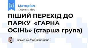 ПІШИЙ ПЕРЕХІД ДО ПАРКУ  «ГАРНА ОСІНЬ» (старша група)