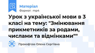 Урок з української мови в 3 класі на тему: "Змінювання прикметників за родами, числами та відмінками""