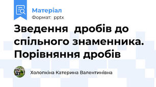 Зведення  дробів до спільного знаменника. Порівняння дробів
