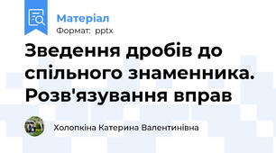 Зведення дробів до спільного знаменника. Розв'язування вправ