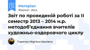 Звіт по проведеній роботі за ІІ семестр 2013 – 2014 н.р. методоб’єднання вчителів художньо-оздоровчого циклу