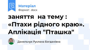 заняття  на тему : «Птахи рідного краю». Аплікація "Пташка"