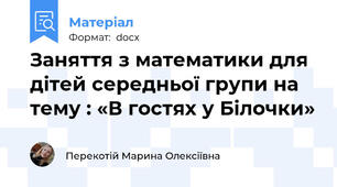 Заняття з математики для дітей середньої групи на тему : «В гостях у Білочки»