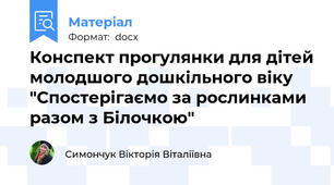 Конспект прогулянки для дітей молодшого дошкільного віку "Спостерігаємо за рослинками разом з Білочкою"