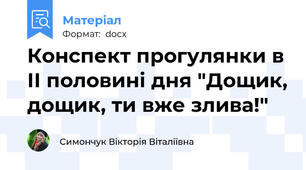 Конспект прогулянки в ІІ половині дня "Дощик, дощик, ти вже злива!"