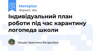 Індивідуальний план  роботи під час карантину логопеда школи