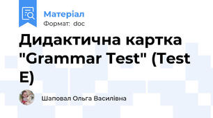 Дидактична картка "Grammar Test" (Test E)