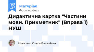 Дидактична картка "Частини мови. Прикметник" (Вправа 1) НУШ