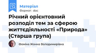 Річний орієнтовний розподіл тем за сферою життєдіяльності «Природа» (Старша група)