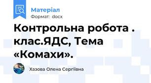 Контрольна робота . клас.ЯДС, Тема «Комахи».