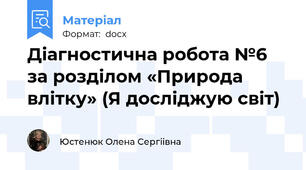 Діагностична робота №6 за розділом «Природа влітку» (Я досліджую світ)