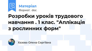 Розробки уроків трудового навчання . 1 клас. "Аплікація з рослинних форм"