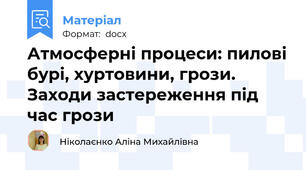 Атмосферні процеси: пилові бурі, хуртовини, грози. Заходи застереження під час грози