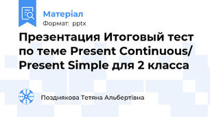 Презентация Итоговый тест по теме Present Continuous/ Present Simple для 2 класса
