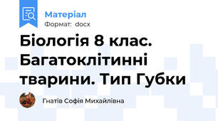 Біологія 8 клас. Багатоклітинні тварини. Тип Губки