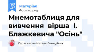 Мнемотаблиця для вивчення  вірша  І. Блажкевича "Осінь"