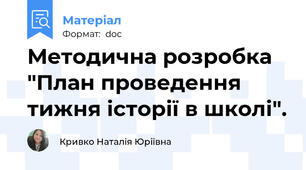 Методична розробка "План проведення тижня історії в школі".