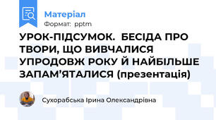 УРОК-ПІДСУМОК.  БЕСІДА ПРО ТВОРИ, ЩО ВИВЧАЛИСЯ УПРОДОВЖ РОКУ Й НАЙБІЛЬШЕ ЗАПАМ’ЯТАЛИСЯ (презентація)