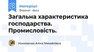 Загальна характеристика господарства. Промисловість.