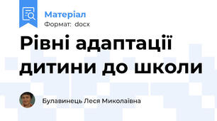 Рівні адаптації дитини до школи