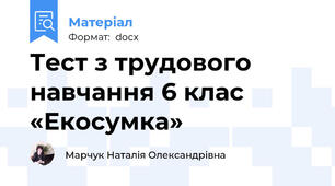 Тест з трудового навчання 6 клас  «Екосумка»