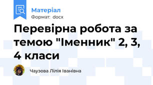 Перевірна робота за темою "Іменник" 2, 3, 4 класи