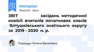 ЗВІТ                     засідань  методичної  комісії  вчителів  початкових  класів    Ялтушківського  освітнього  округу за  2019 - 2020  н. р.