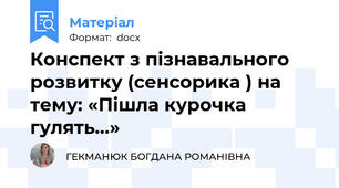 Конспект з пізнавального  розвитку (сенсорика ) на тему: «Пішла курочка гулять…»