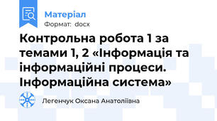 Контрольна робота 1 за темами 1, 2 «Інформація та інформаційні процеси. Інформаційна система»