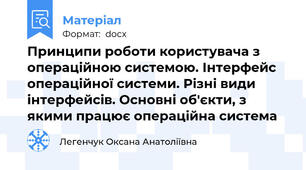 Принципи роботи користувача з операційною системою. Інтерфейс операційної системи. Різні види інтерфейсів. Основні об'єкти, з якими працює операційна система