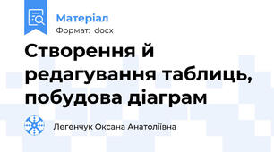 Створення й редагування таблиць, побудова діаграм
