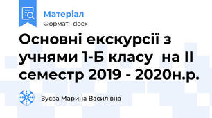 Основні екскурсії з учнями 1-Б класу  на IІ семестр 2019 - 2020н.р.