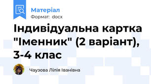 Індивідуальна картка "Іменник" (2 варіант), 3-4 клас