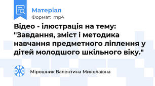 Відео - ілюстрація на тему: "Завдання, зміст і методика навчання предметного ліплення у дітей молодшого шкільного віку."