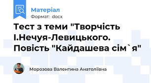 Тест з теми "Творчість І.Нечуя-Левицького. Повість "Кайдашева сім`я"