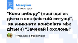 "Коло вибору" (нові ідеї як діяти в конфліктній ситуації,  як уникнути конфлікту між дітьми) "Зачекай і охолонь!"