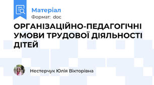 ОРГАНІЗАЦІЙНО-ПЕДАГОГІЧНІ УМОВИ ТРУДОВОЇ ДІЯЛЬНОСТІ ДІТЕЙ