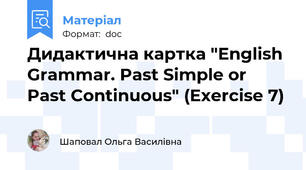 Дидактична картка "English Grammar. Past Simple or Past Continuous" (Exercise 7)