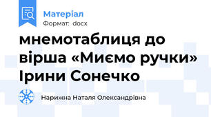 мнемотаблиця до вірша «Миємо ручки» Ірини Сонечко