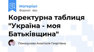 Коректурна таблиця "Україна - моя Батьківщина"