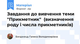 Завдання до вивчення теми "Прикметник"  (визначення роду і числа прикметників)