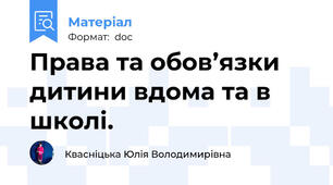 Права та обов’язки дитини вдома та в школі.