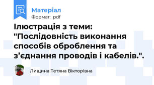 Ілюстрація з теми: "Послідовність виконання способів оброблення та з’єднання проводів і кабелів.".